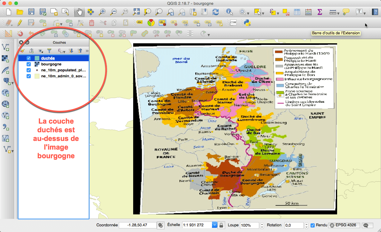 Réordonner les couches dans QGIS